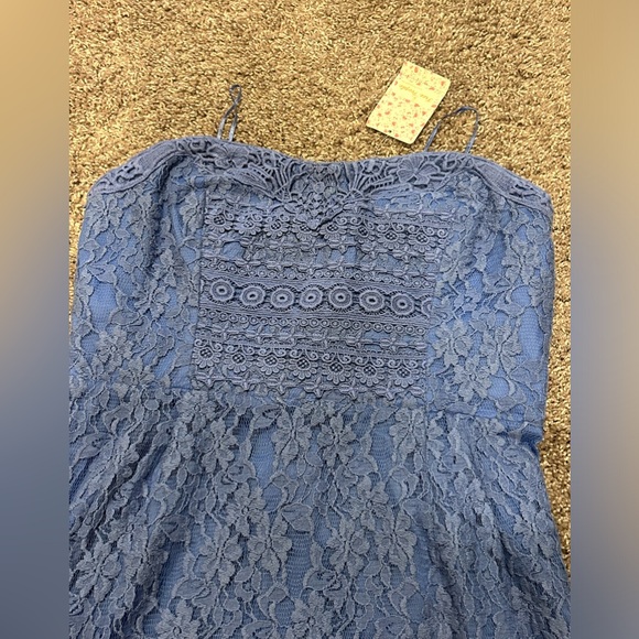 NWT Free People Size (12) Periwinkle Strapless Lace Dress - Picture 3 of 12